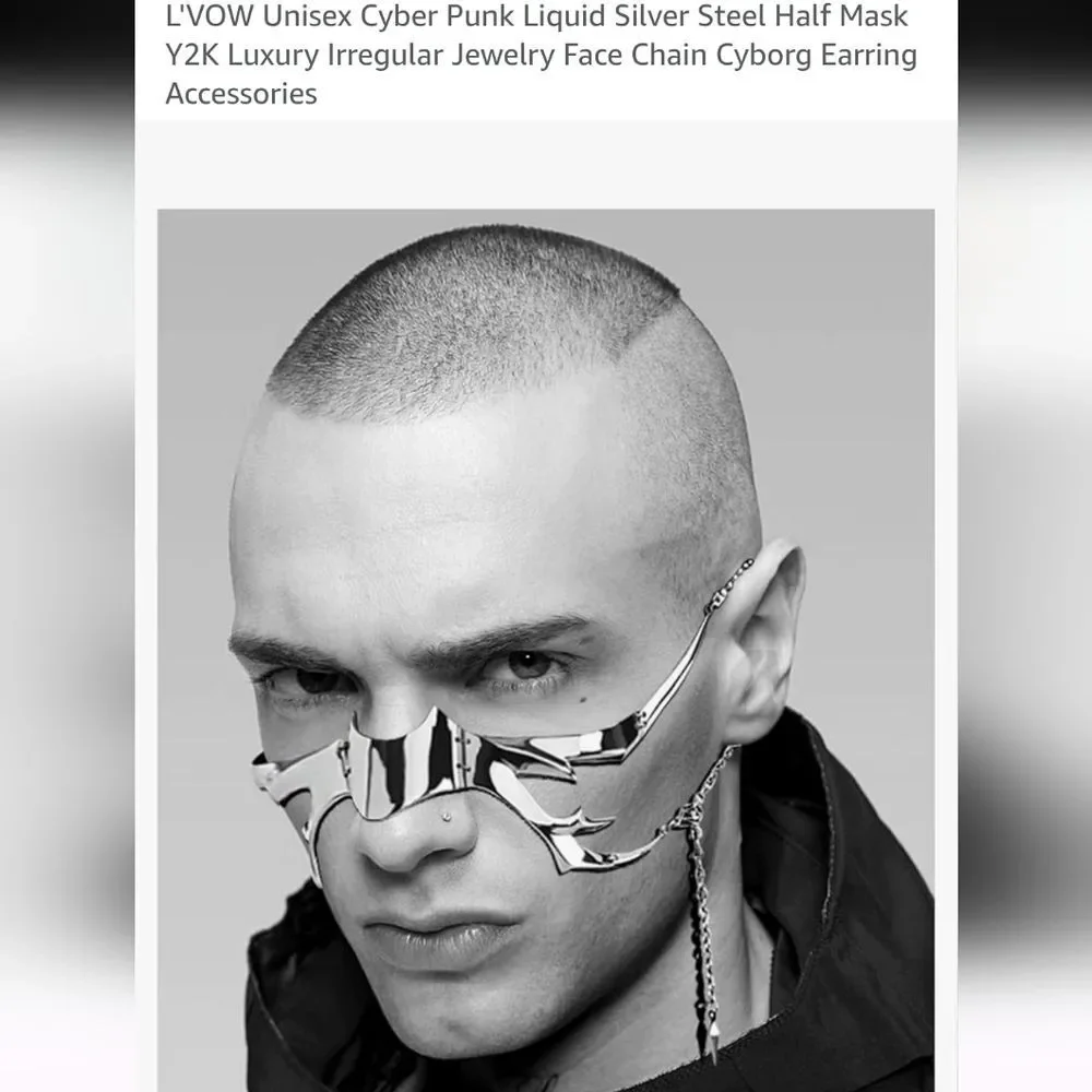 Unisex Cyber Punk Silver Face Mask